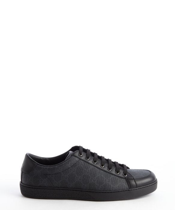 Lyst - Gucci Black Gg Coated Canvas Lace Up Sneakers in Black for Men