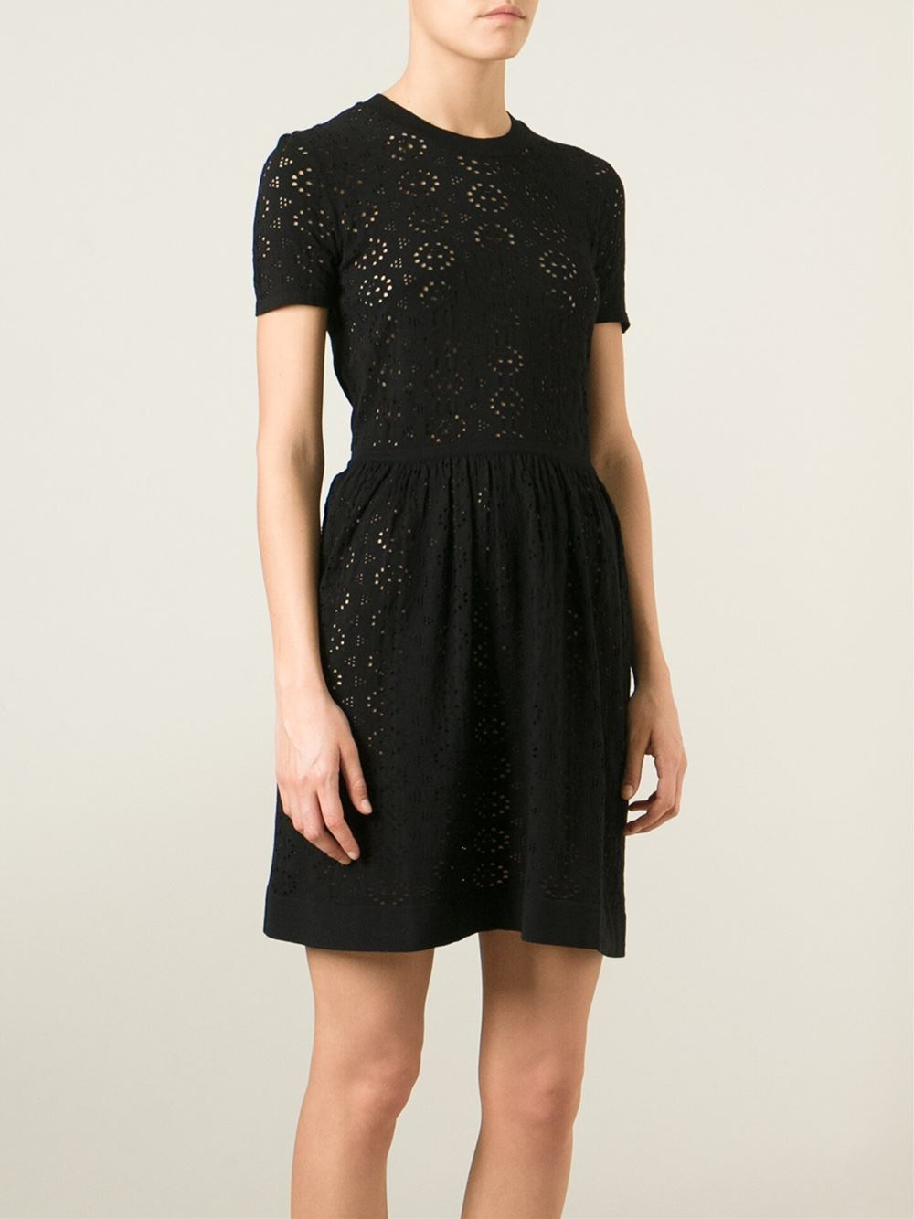 See By Chloé Perforated Dress in Black | Lyst