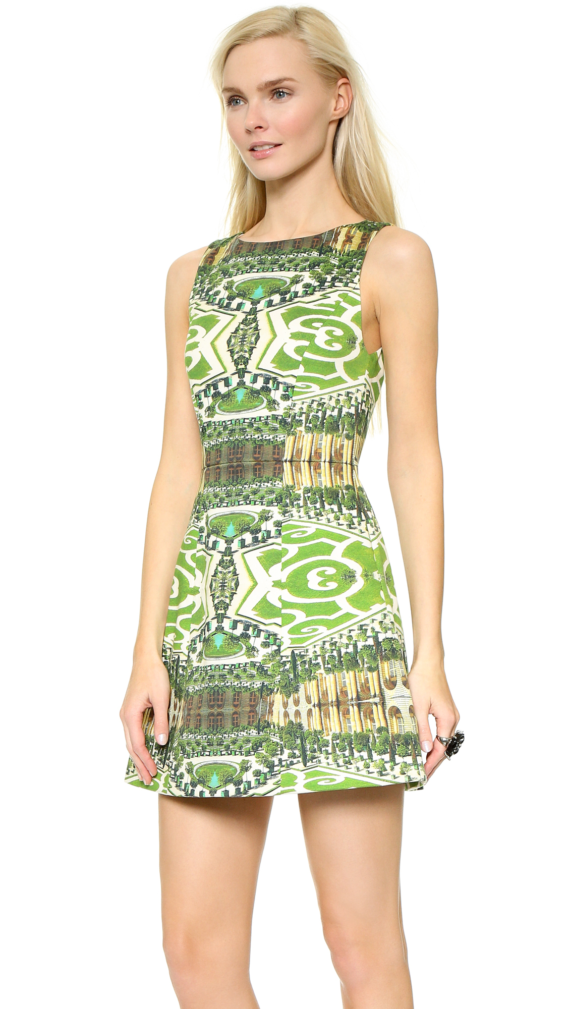 Alice + olivia Carrie Boatneck Structured Dress - Mirrored Garden in ...
