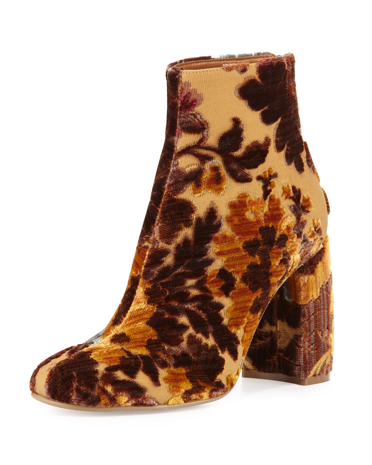 velvet floral booties