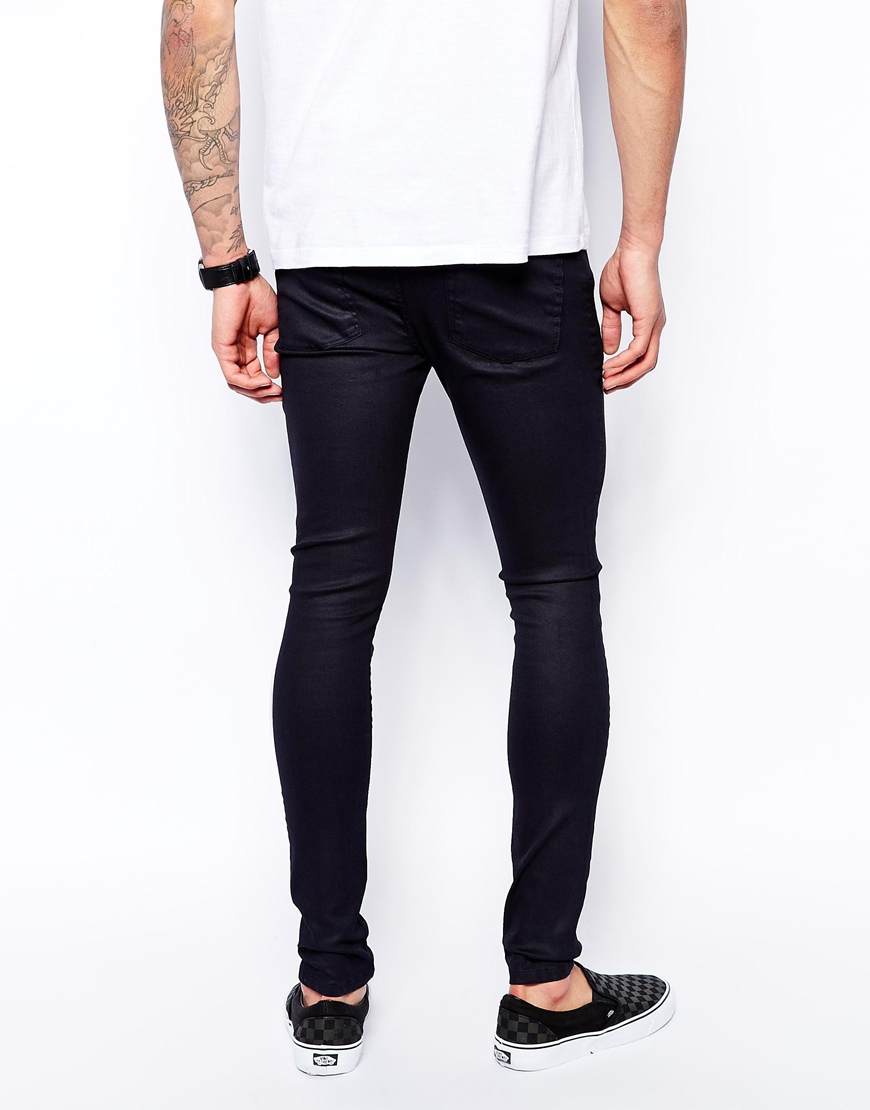 ASOS Extreme Super Skinny Jeans In Coated Black for Men - Lyst