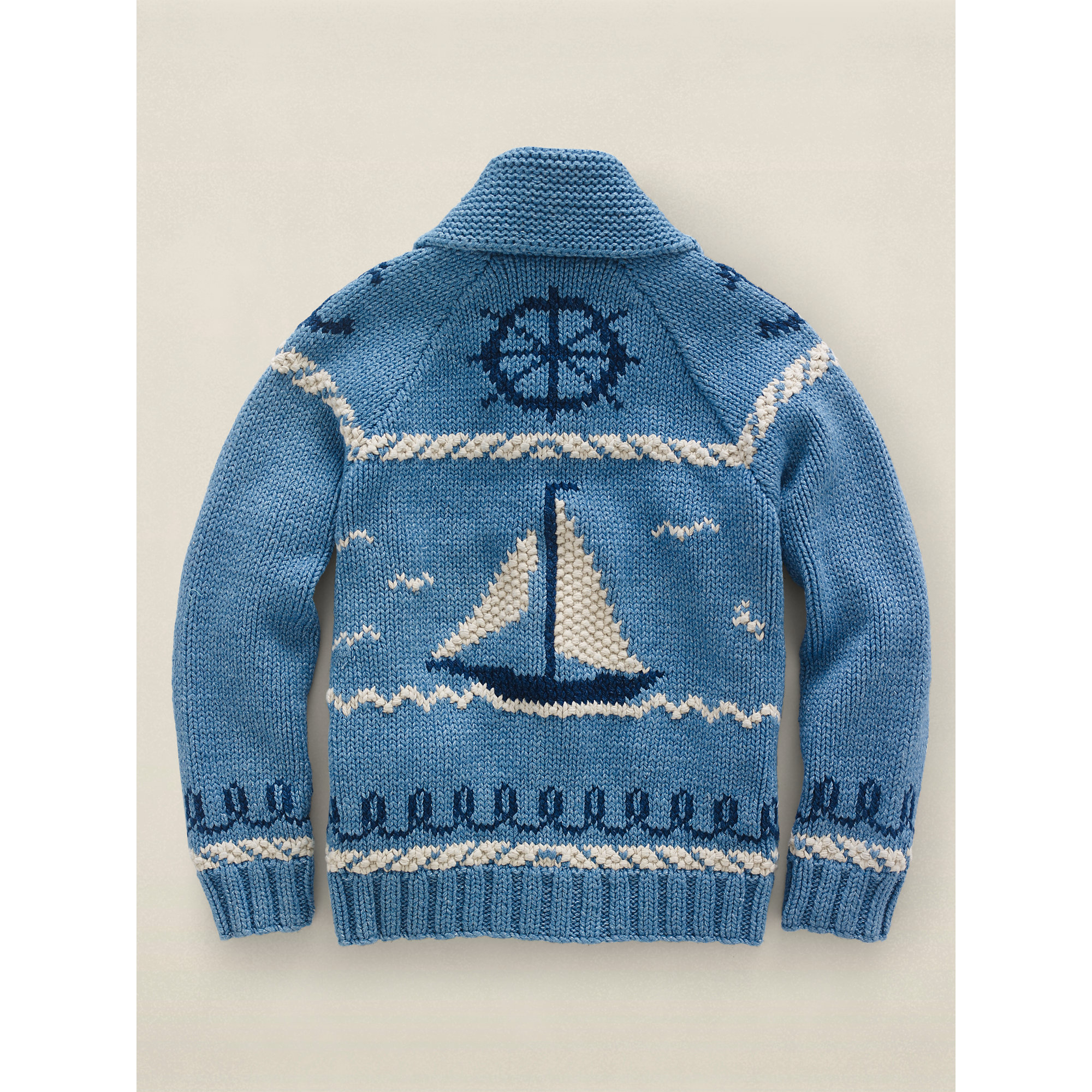 Lyst Rrl Handknit Nautical Cardigan in Blue for Men