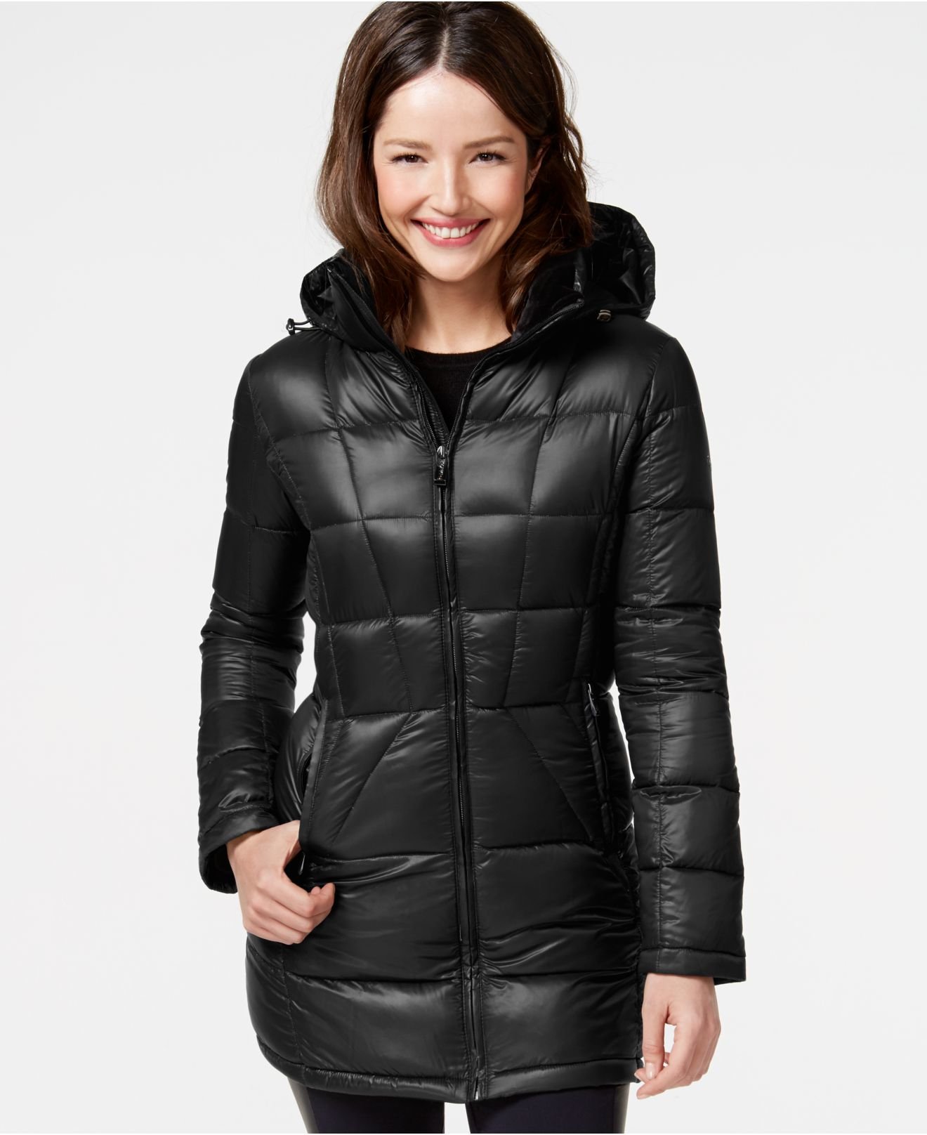 Calvin Klein Petite Packable Down Puffer Coat in Black | Lyst