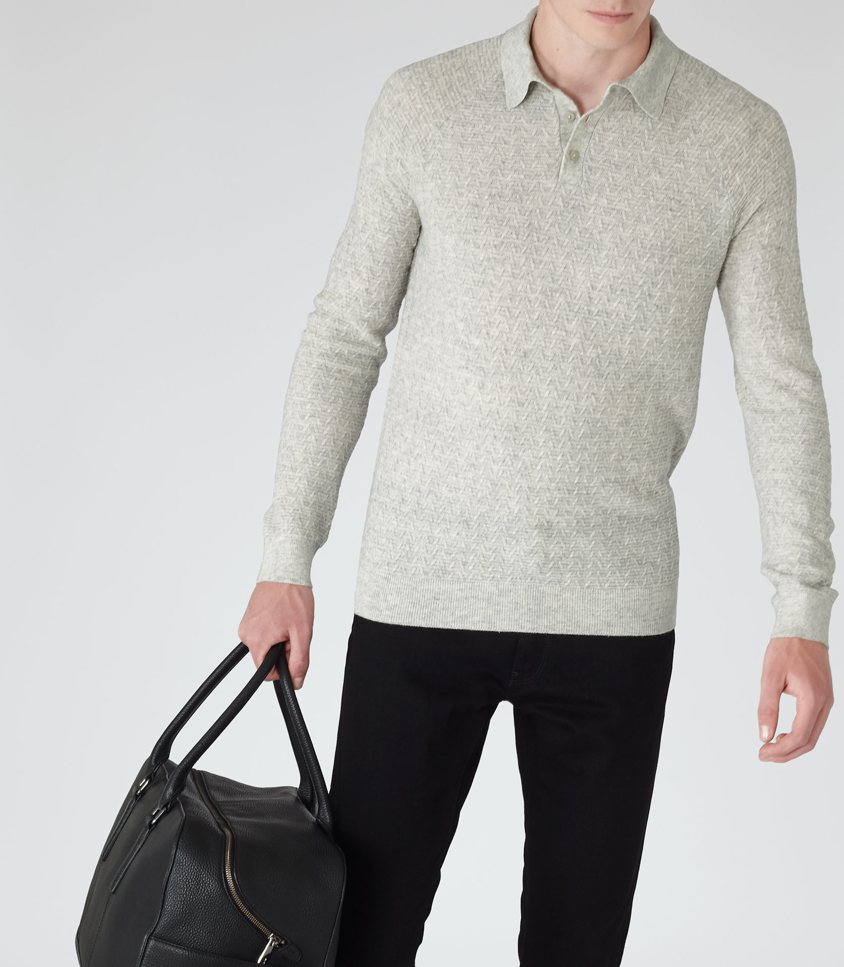 grey knitted polo
