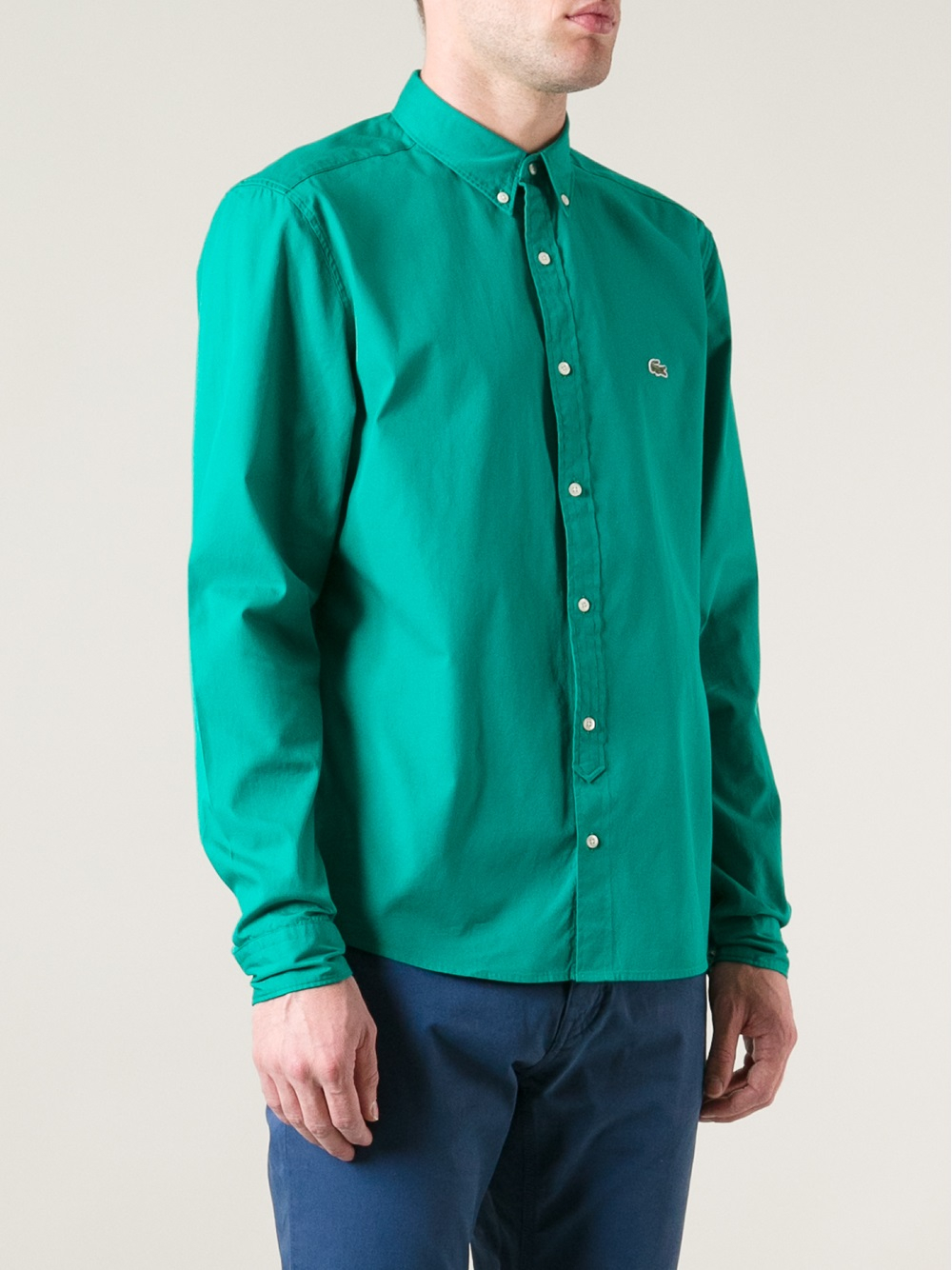 Lacoste L!ive Long Sleeve Shirt in Green for Men - Lyst