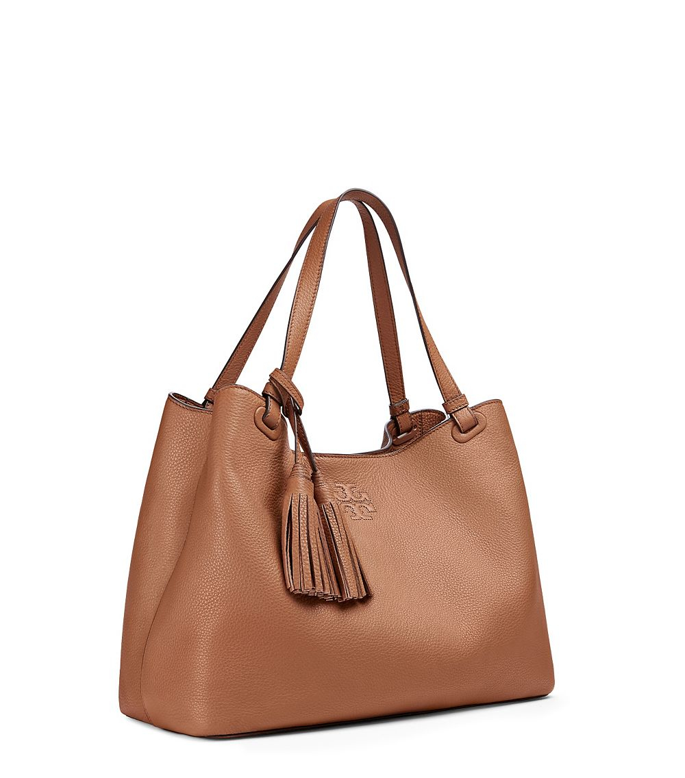 Tory Burch Leather Thea Centerzip Tote in Brown Lyst