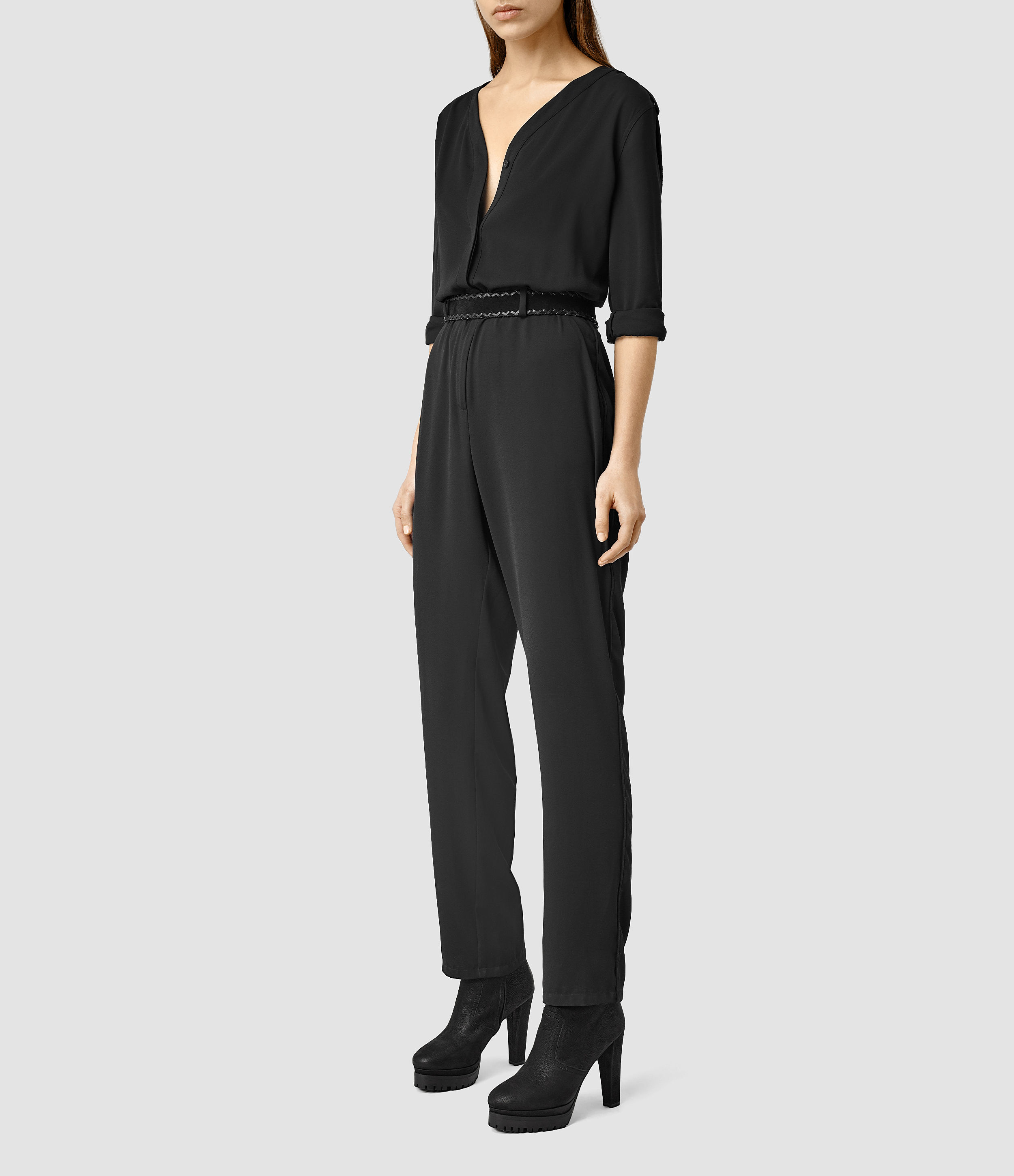 all saints black jumpsuit