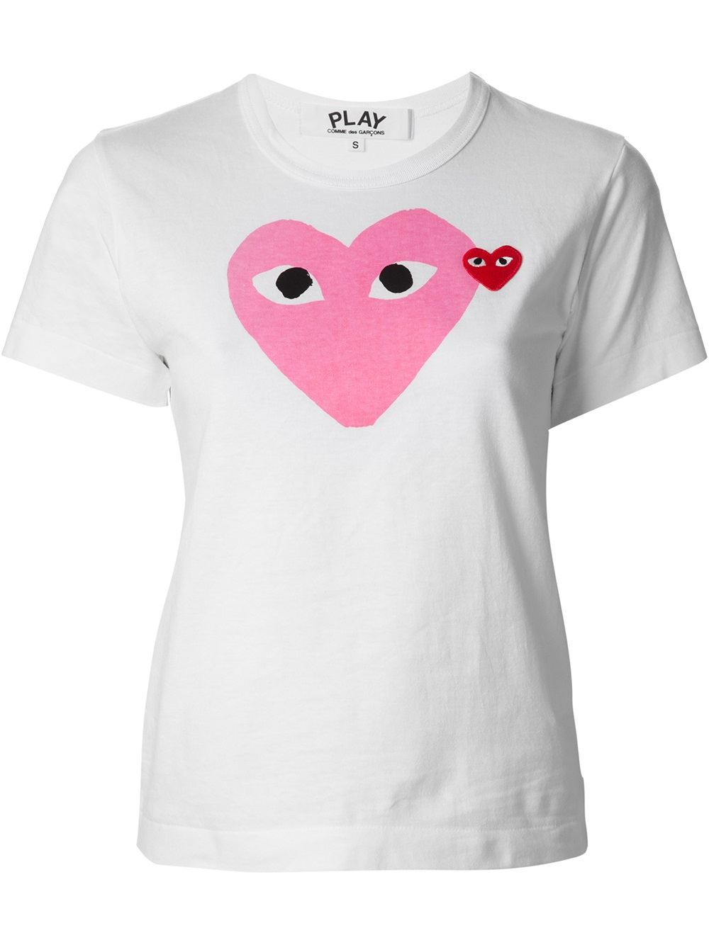 Comme des Garçons Heart Print T-Shirt in White (Pink) - Lyst