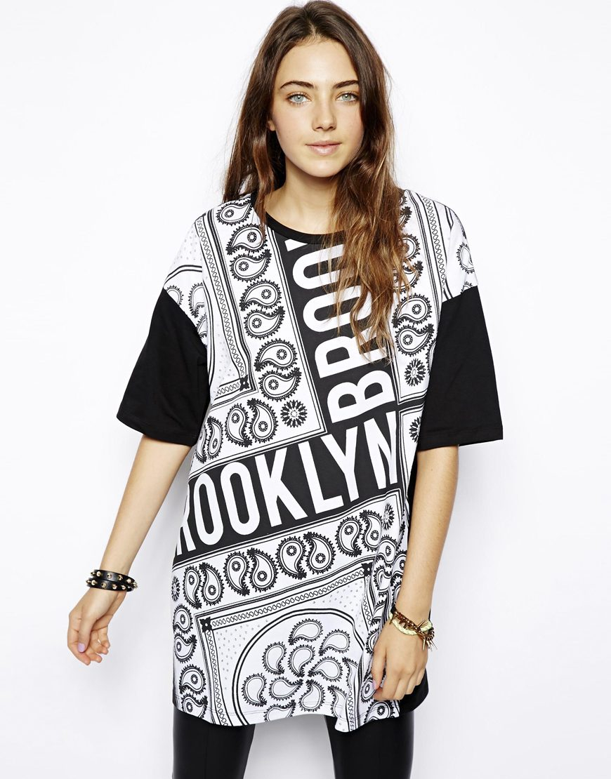 Asos Oversize Tshirt in Bandana Print in Black | Lyst