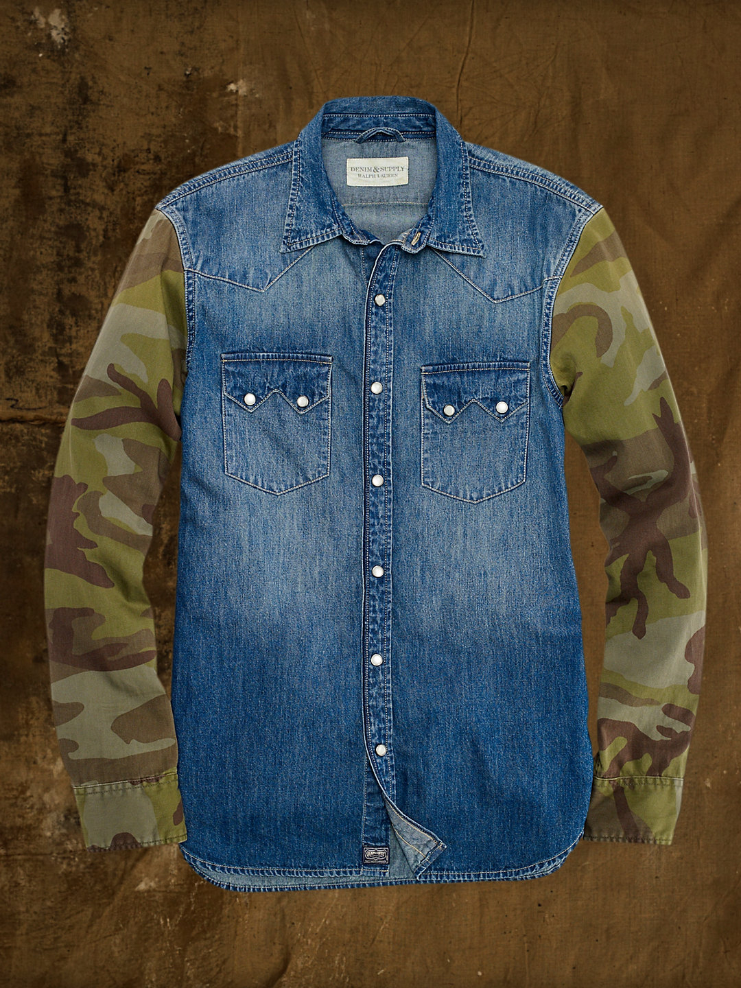 Denim & Supply Ralph Lauren Camo-sleeved Western Shirt in Blue for Men ...