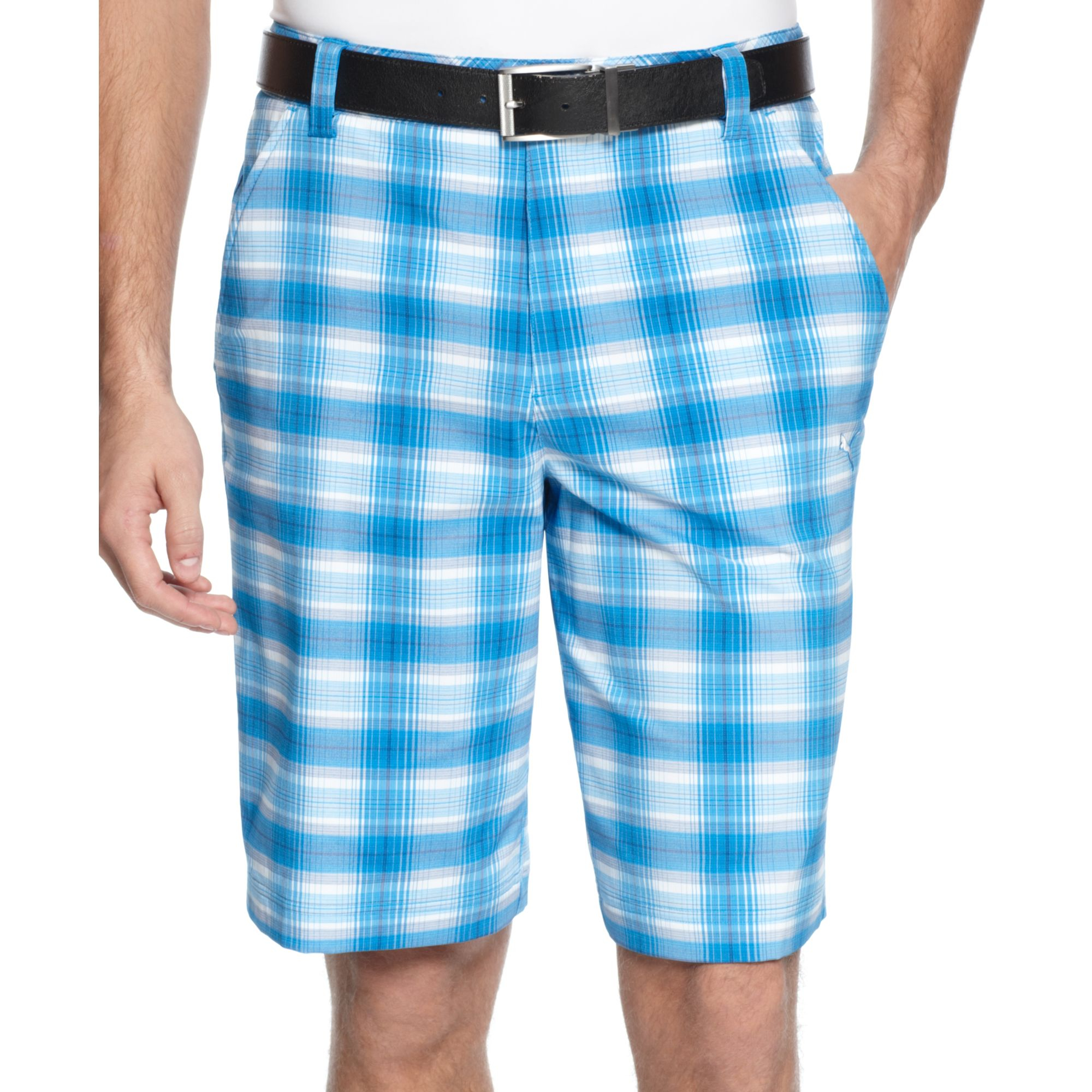 PUMA Drycell Blur Plaid Tech Performance Golf Shorts in Blue for Men Lyst