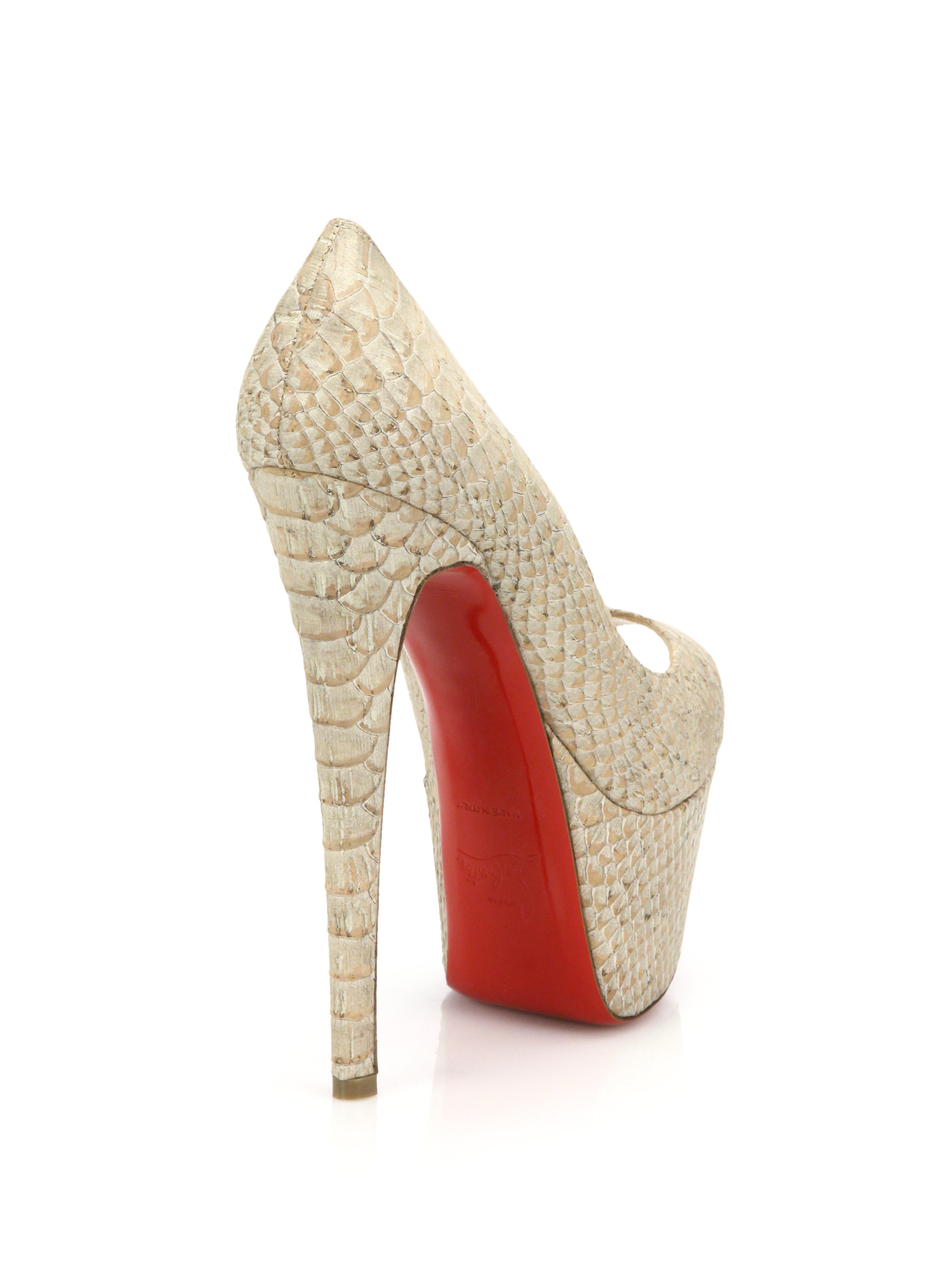 white christian louboutin shoes - Christian louboutin Jamie Snake-embossed Leather Peep-toe Pumps in ...