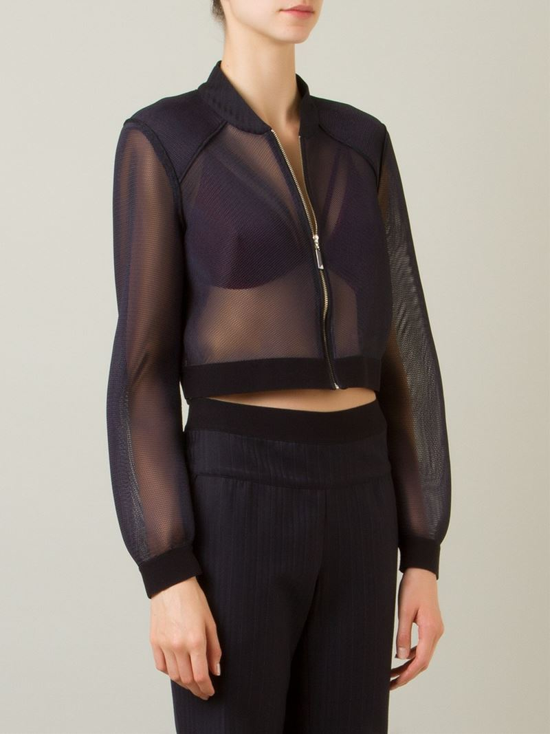 black sheer bomber jacket