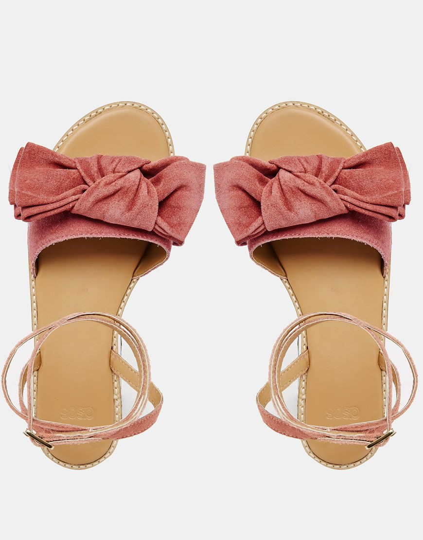leather bow sandals