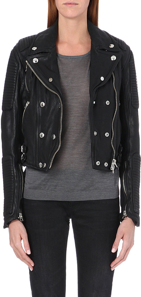 90s black leather jacket