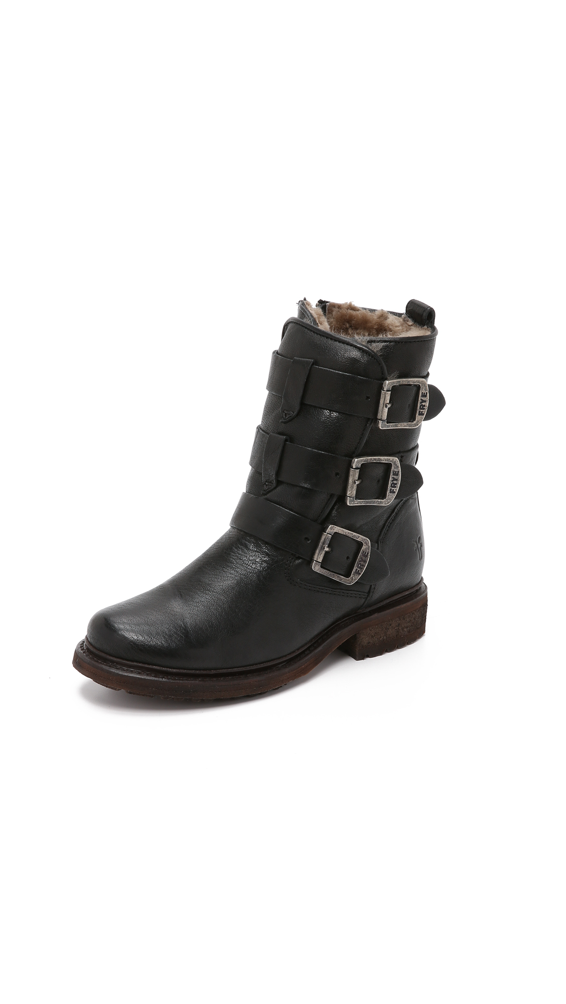 Frye Leather Valerie Shearling Strappy 