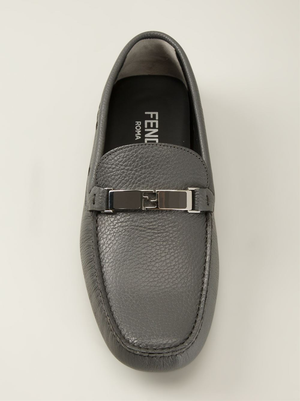 Fendi Signature Ff Driving Loafers in Grey (Gray) for Men - Lyst