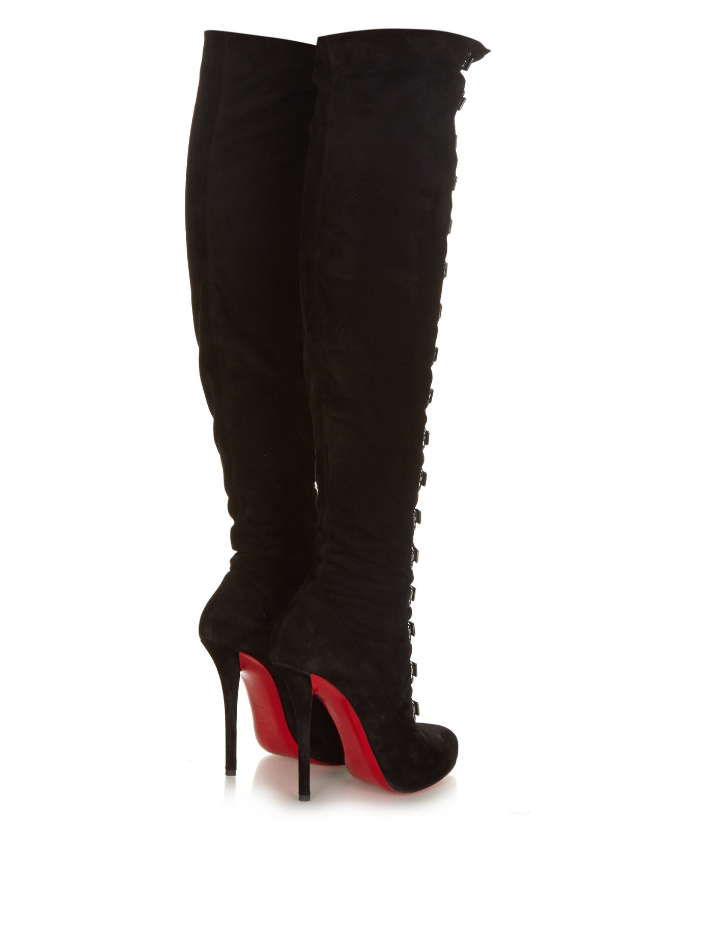 Louboutin Top Croche Suede Over-The-Knee Boots in Lyst