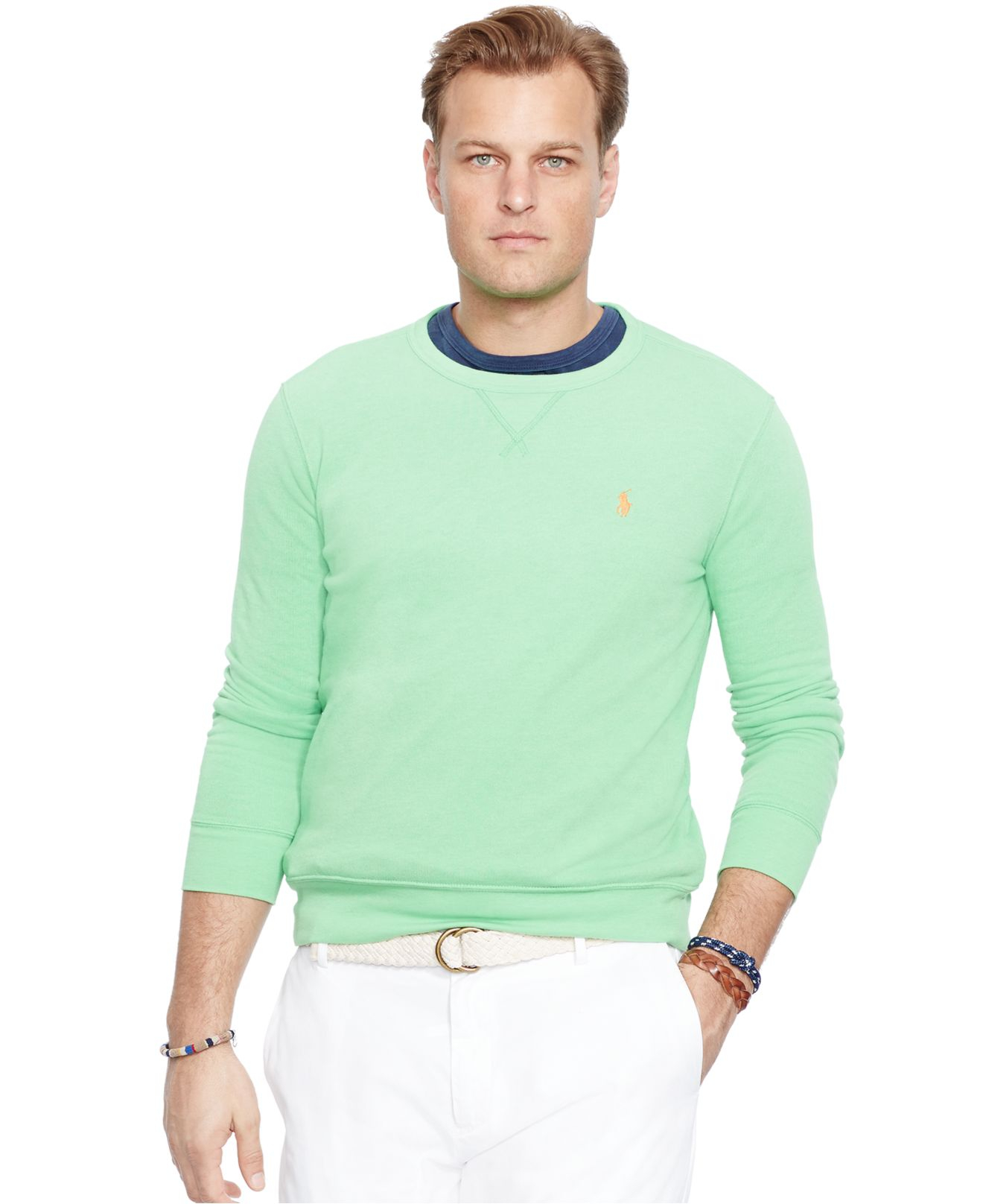 Polo Ralph Lauren Big & Tall Terry Crew-neck Pullover in Green for Men ...