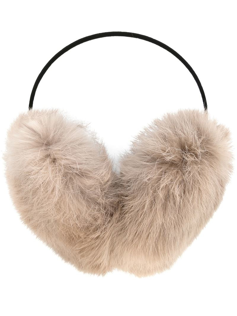 Yves Salomon Rabbit Fur Ear Muffs in Grey (Natural) - Lyst