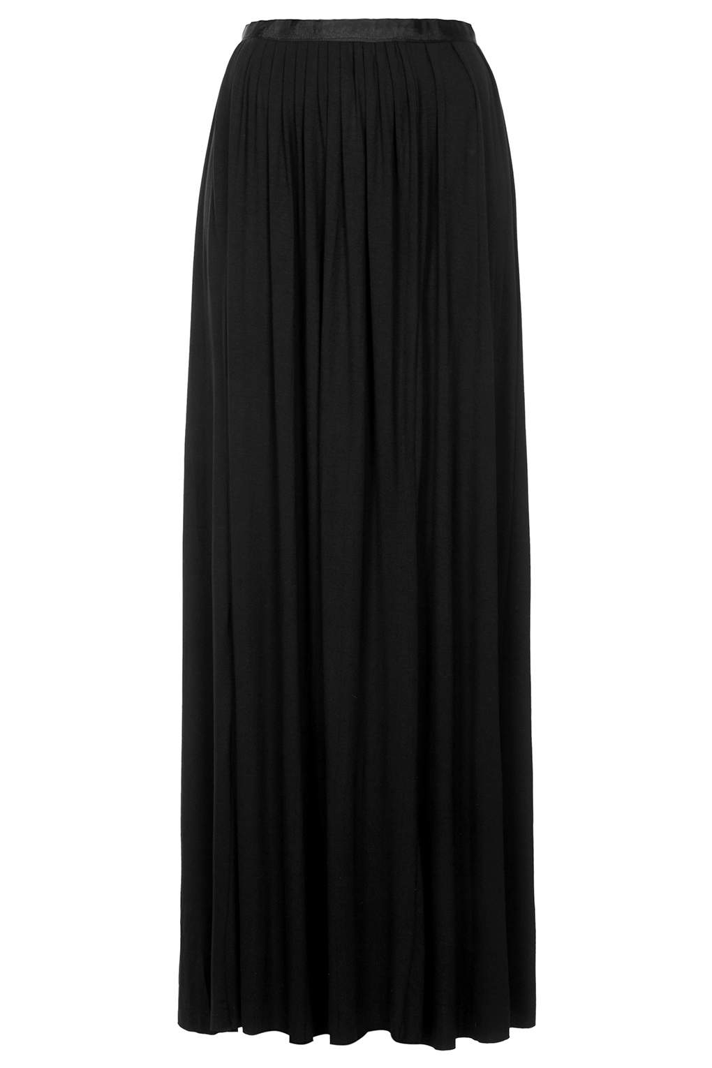 TOPSHOP Black Jersey Pleat Maxi Skirt - Lyst