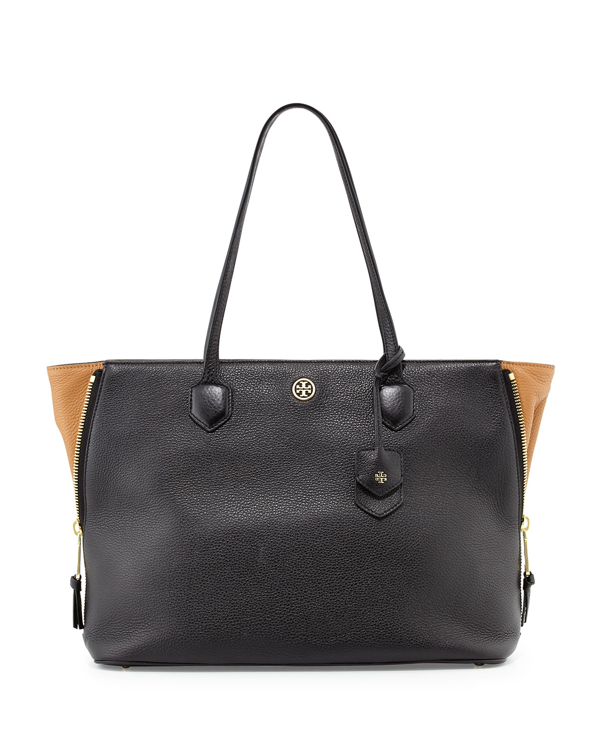 Tory burch Robinson Leather Sidezip Tote Bag in Black Lyst