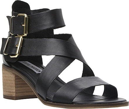 Steve madden Strappy Block Heel Sandals in Black (Black-leather) | Lyst