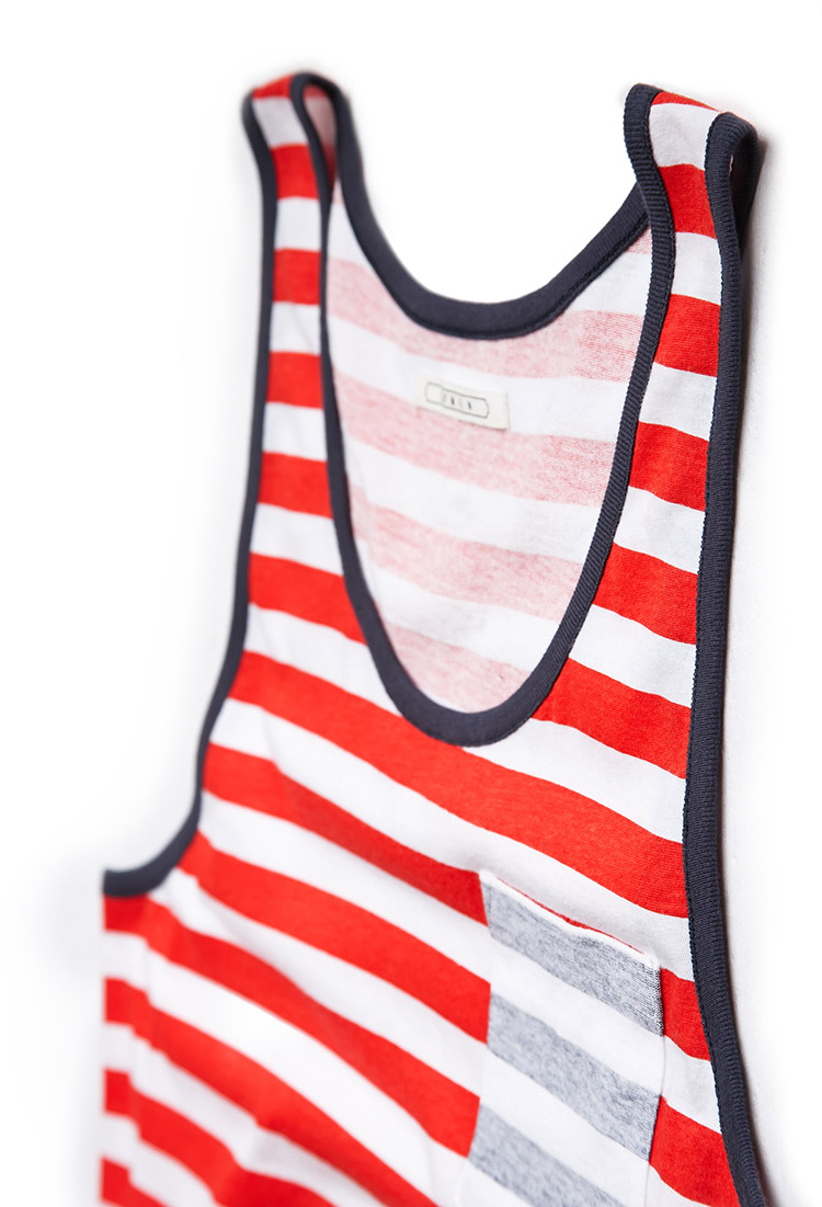Lyst Forever 21 Striped Pocket Tank Top in Red for Men