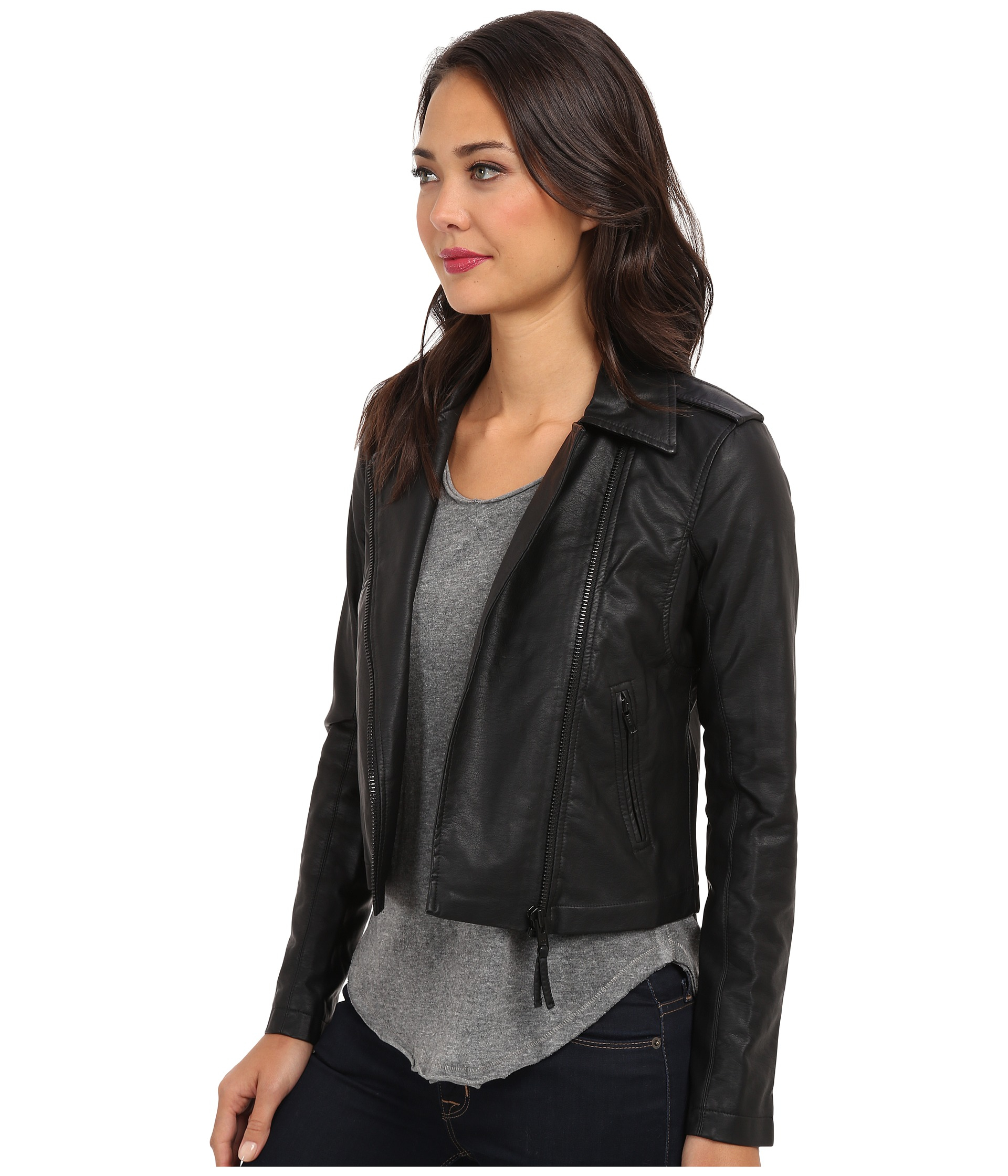 Sam Edelman Leather Jacket In Black Lyst Sam Edelman Women S Black Leather Jacket