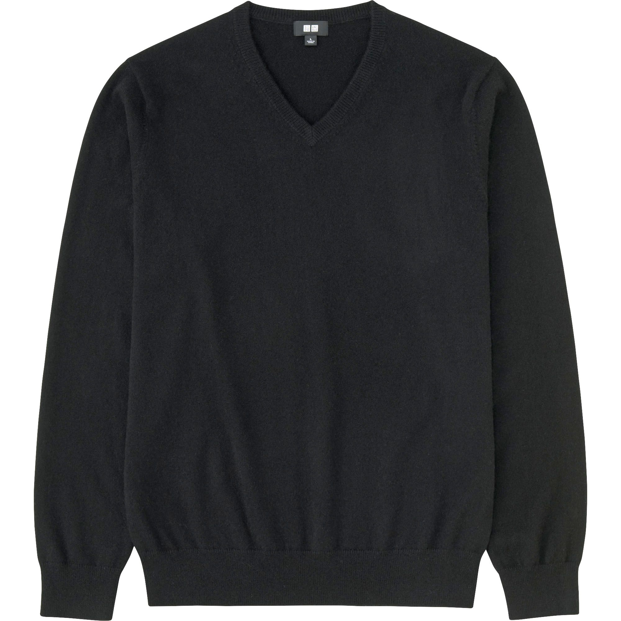 Uniqlo Men Cashmere V-neck Sweater in Black for Men | Lyst