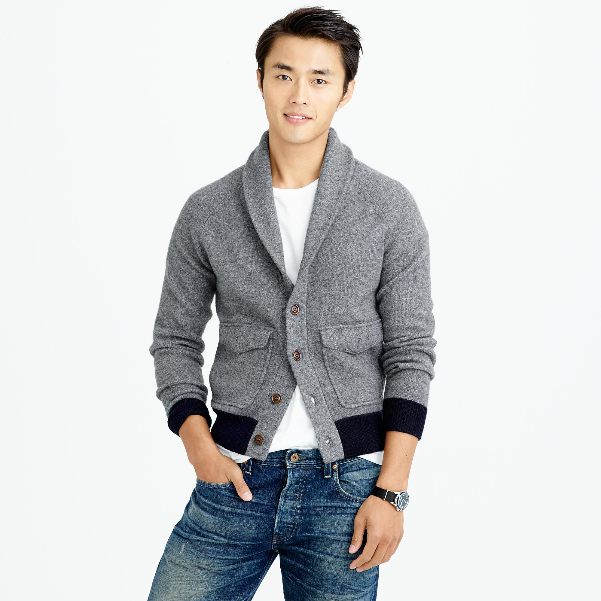 J.Crew Wallace & Barnes Boiled Wool Sweater-Jacket in Gray for Men | Lyst