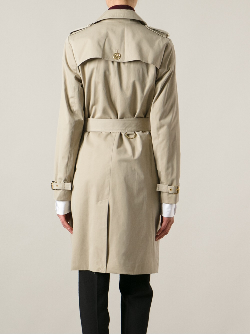 Kors Double Breasted Trench Coat in Natural | Lyst