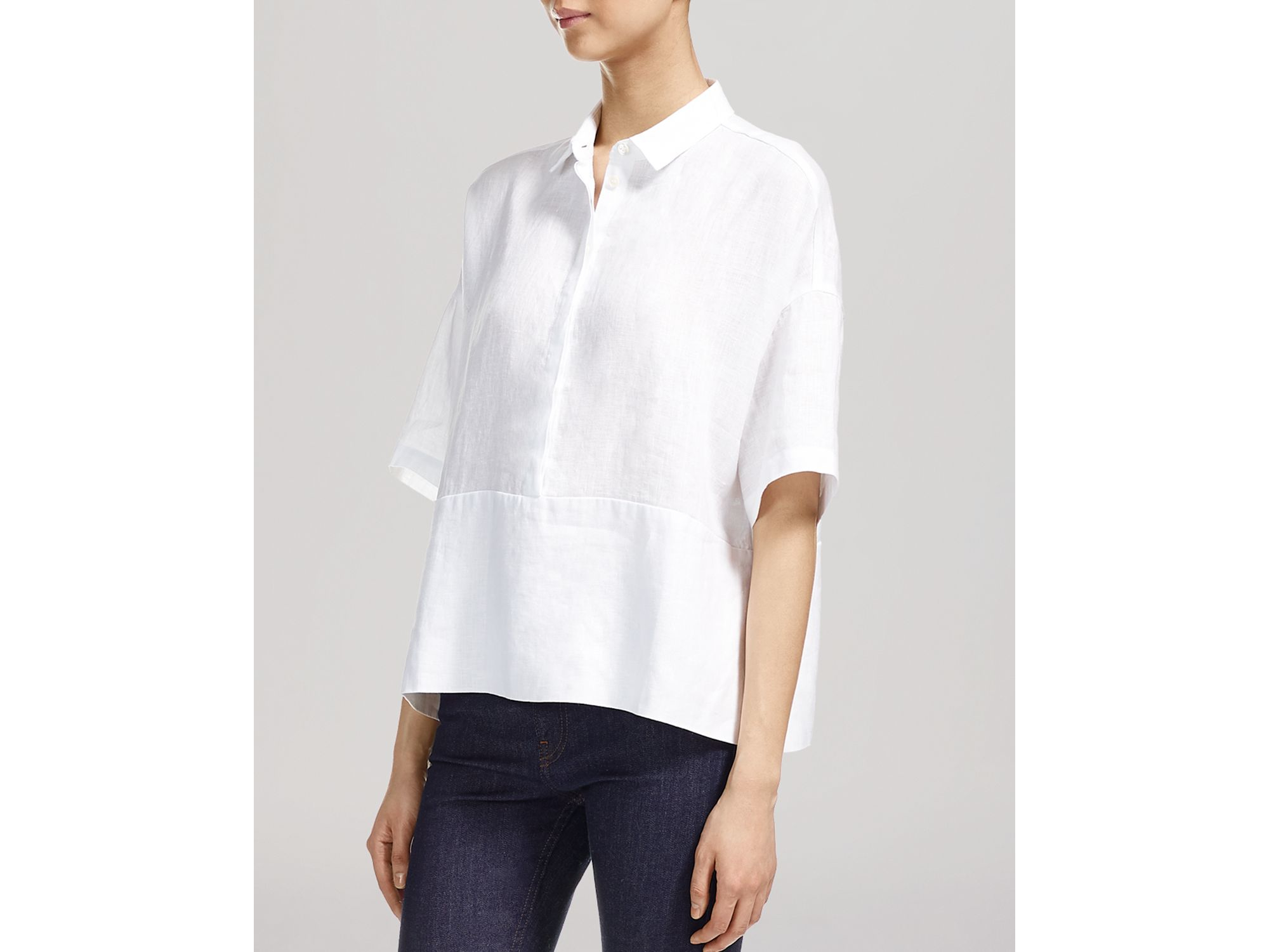 Whistles Oversized Linen Shirt in White 