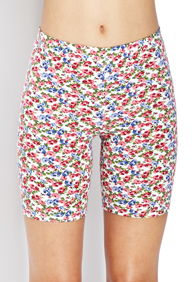 floral print biker shorts
