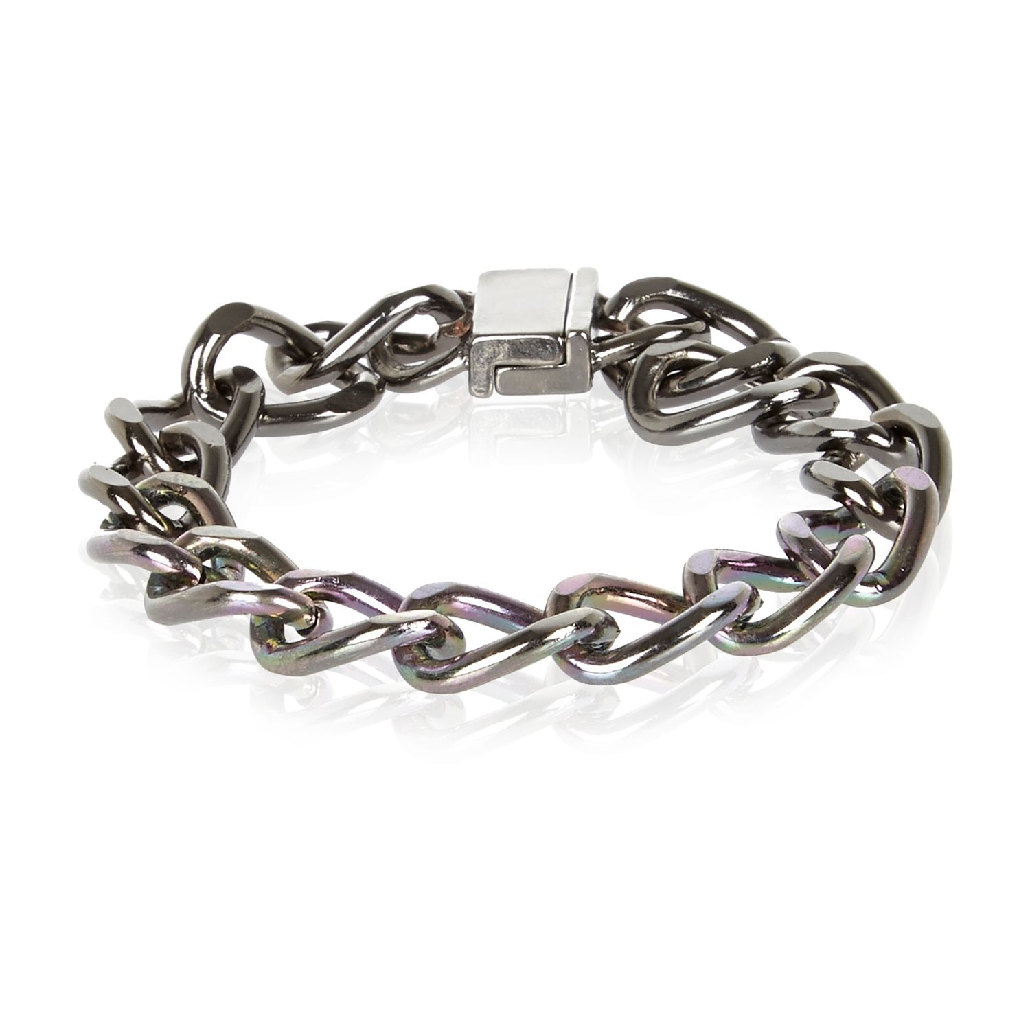 River island Silver Tone Iridescent Curb Chain Bracelet in Silver Lyst