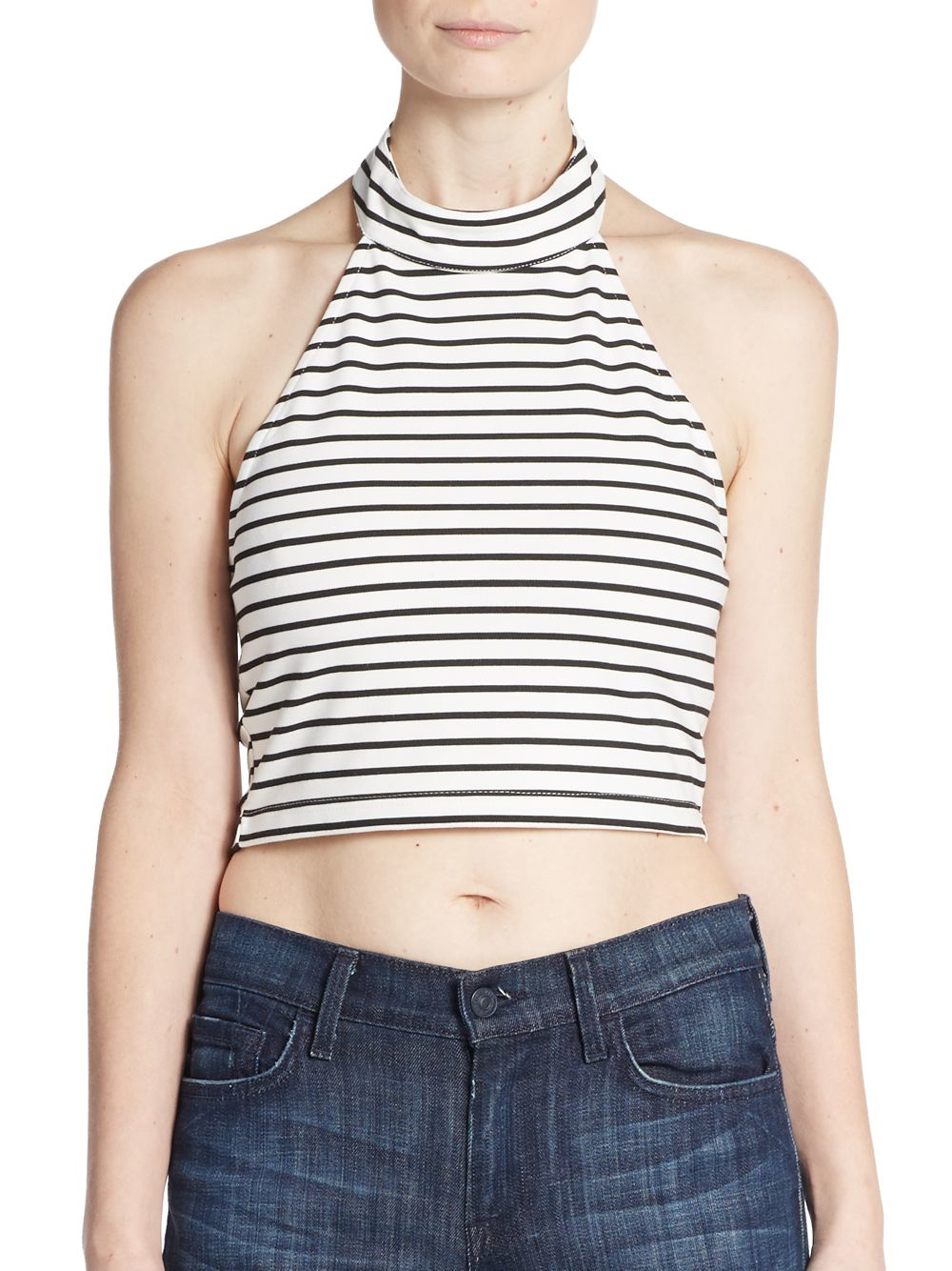 black and white striped halter top