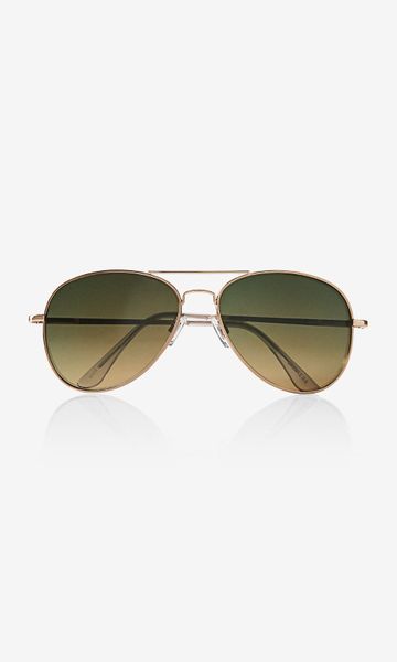Express Mirror Color Lens Gold Frame Aviator Sunglasses in ...
