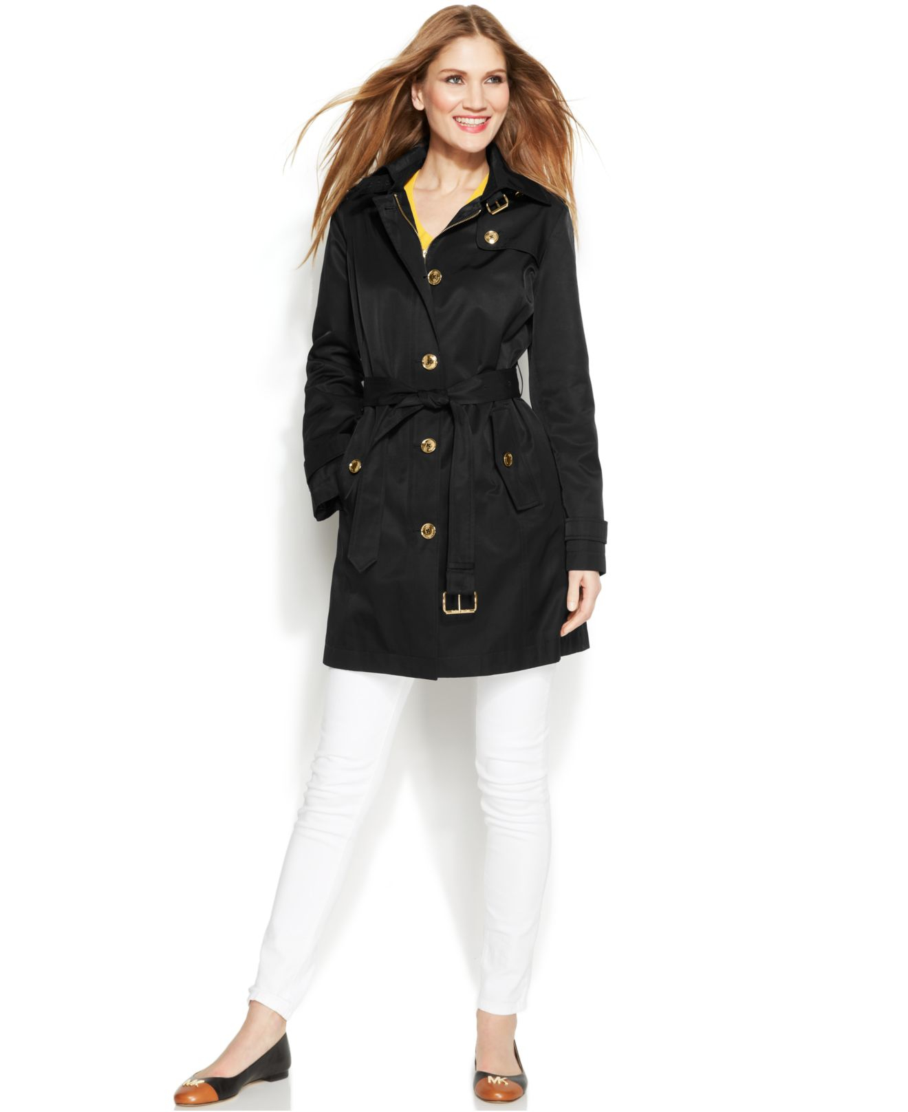 michael kors hooded belted coat