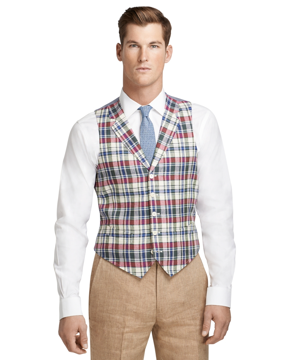 Lyst - Brooks Brothers Madras Linen Vest in Green for Men