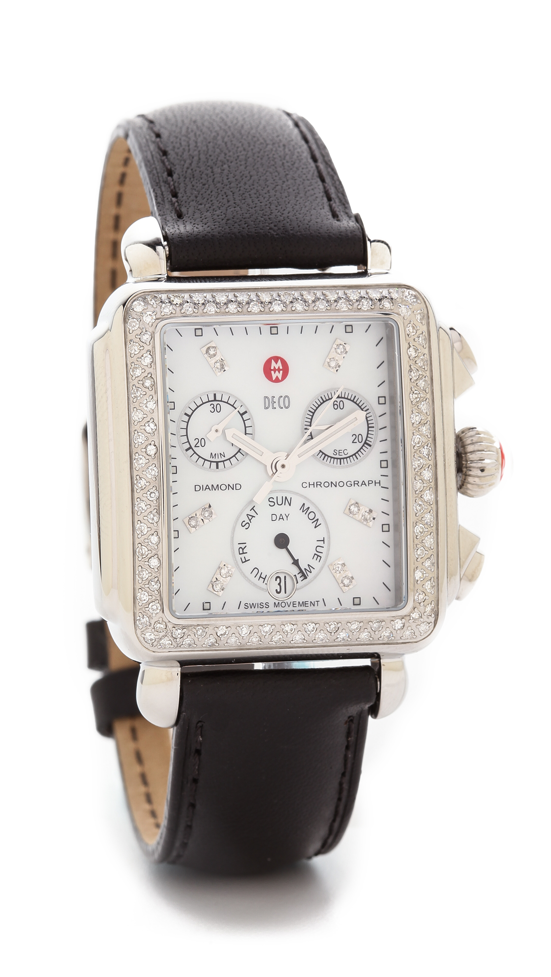 Michele 18mm Calfskin Leather Watch Strap Black Lyst