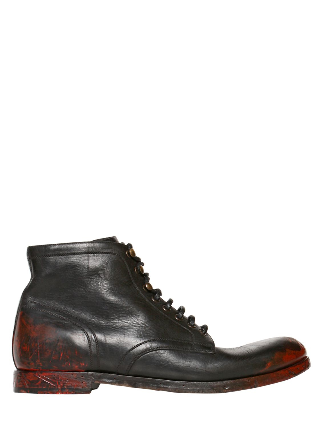 Dolce & Gabbana Siracusa Pollock Painted Calf Ankle Boot in Black/Red ...