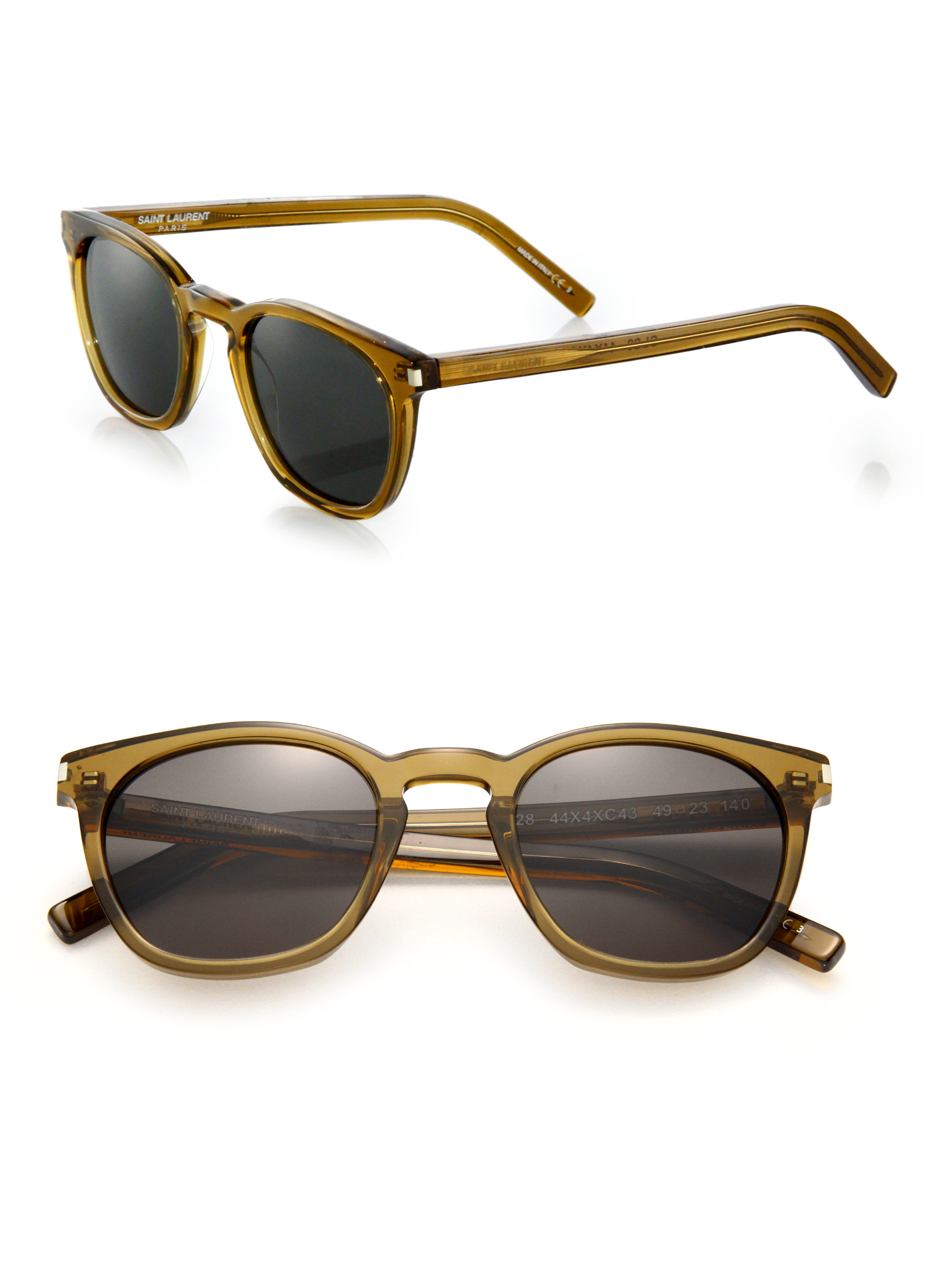 Saint laurent 49mm Keyhole Bridge Square Sunglasses in Green for Men Lyst