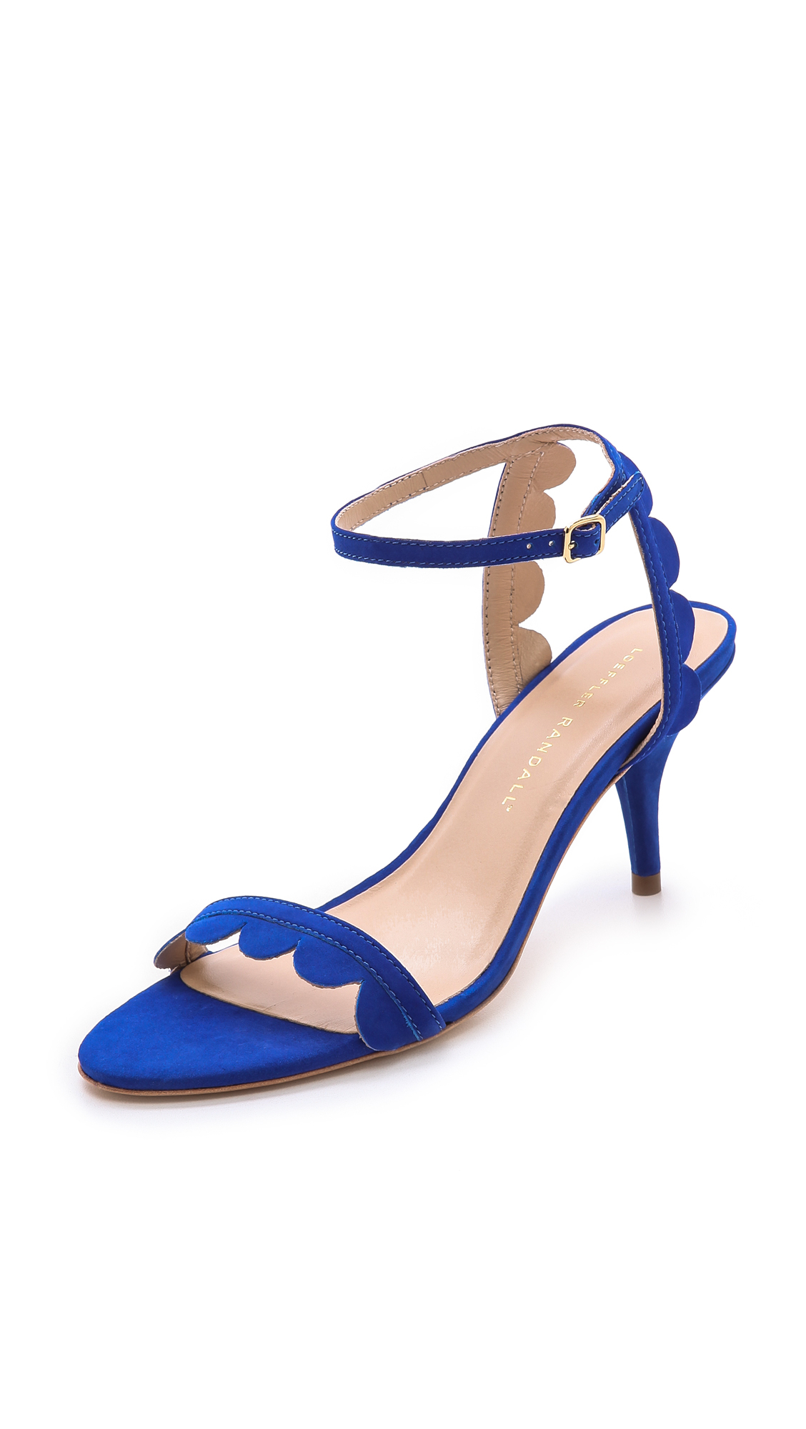 Loeffler randall Lillit Scalloped Kitten Heel Sandals in Blue | Lyst