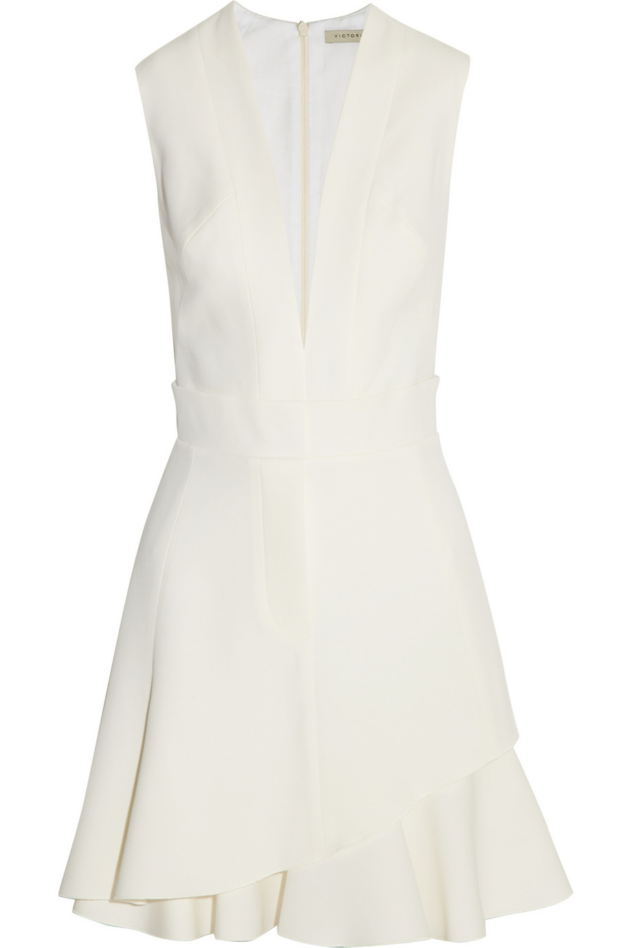 Victoria Beckham Silk and Wool-blend Mini Dress in White - Lyst