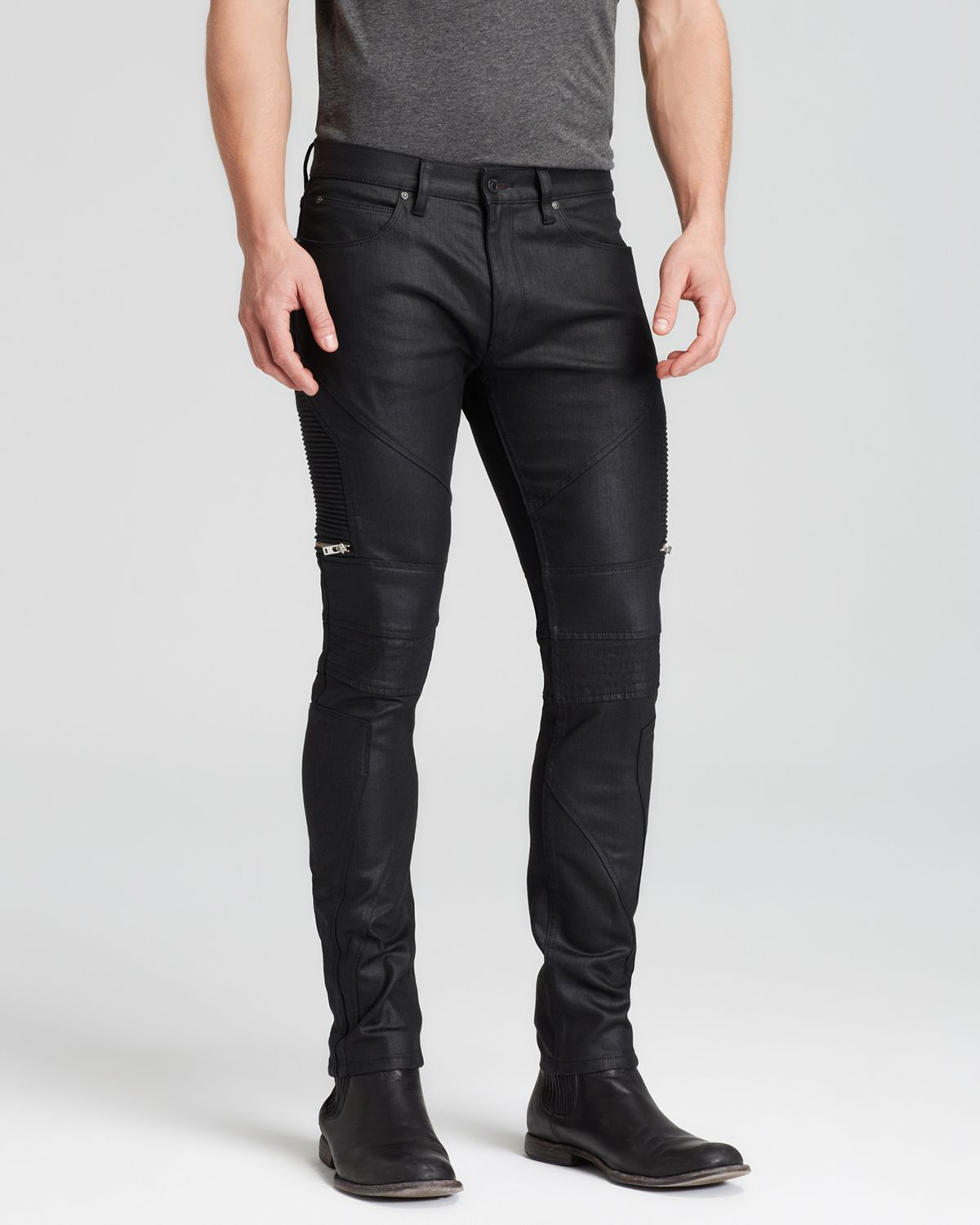 Hugo Jeans - 45 Moto Slim Fit In Black in Black for Men | Lyst