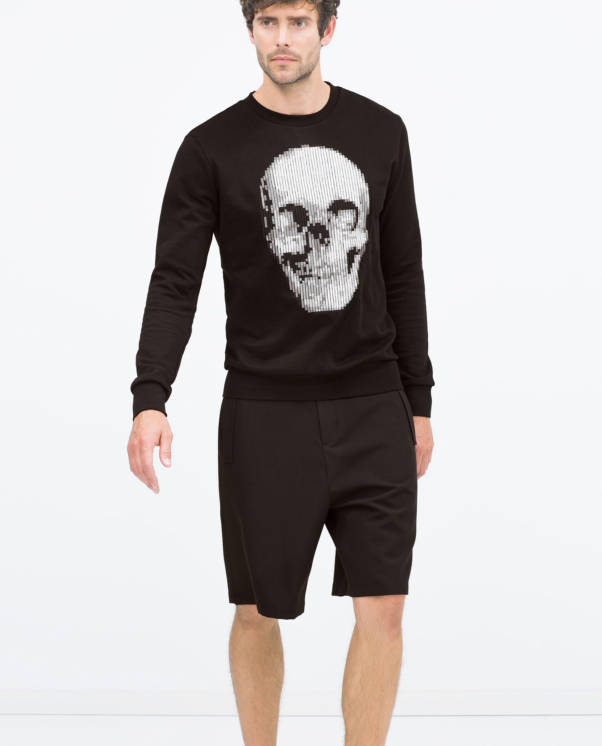 Zara Skull Sweatshirt in Black for Men | Lyst