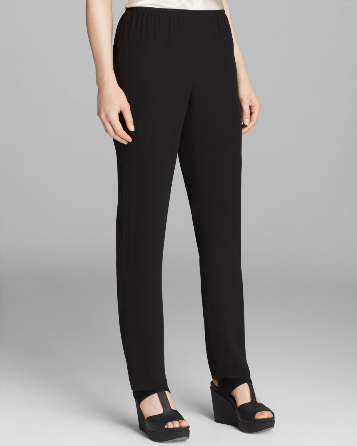 Eileen Fisher Slim Side Zip Pants in Black - Lyst