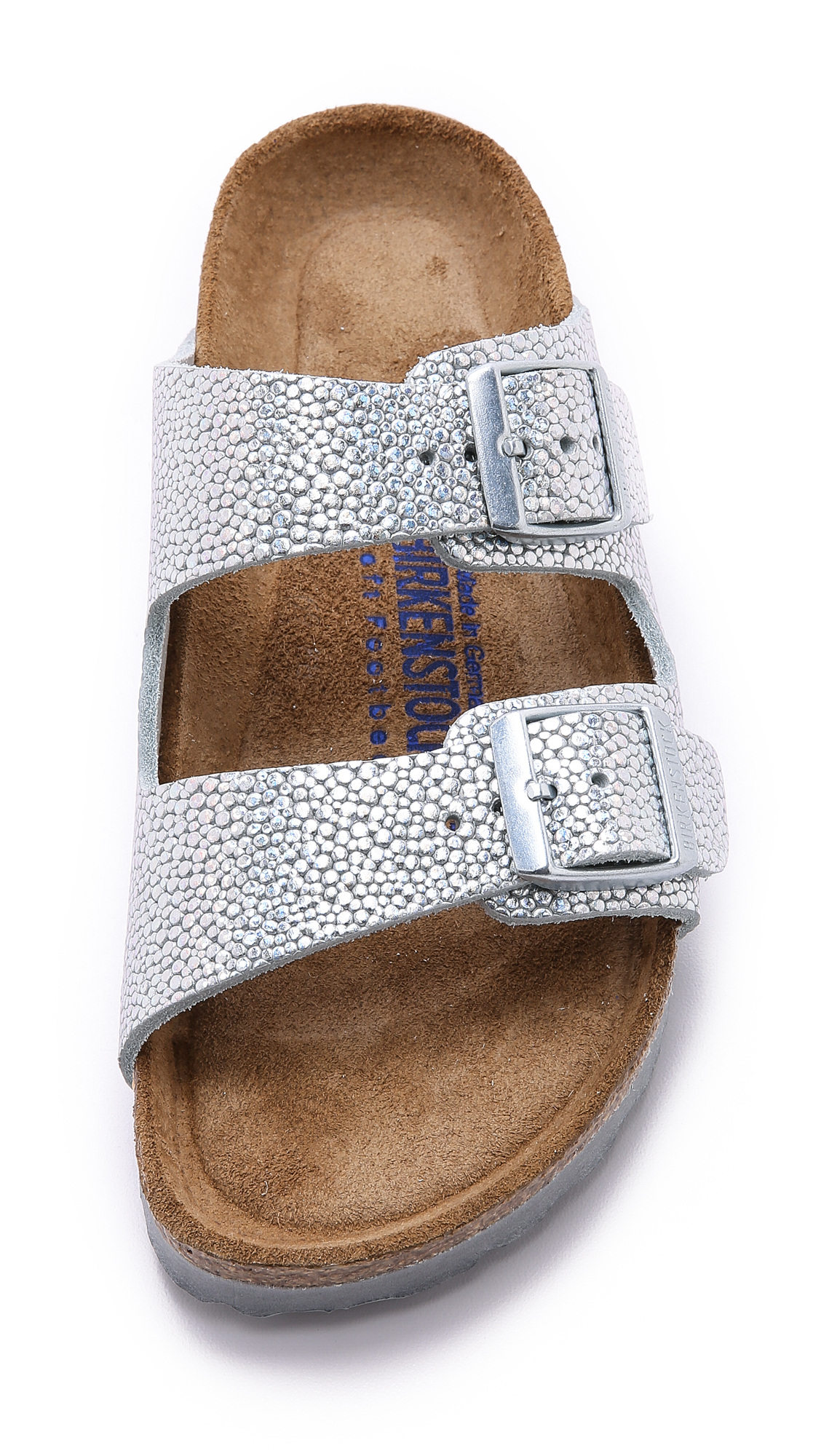 Birkenstock Arizona Two Band Sfb Sandals - Pebbles Metallic Silver | Lyst  Canada