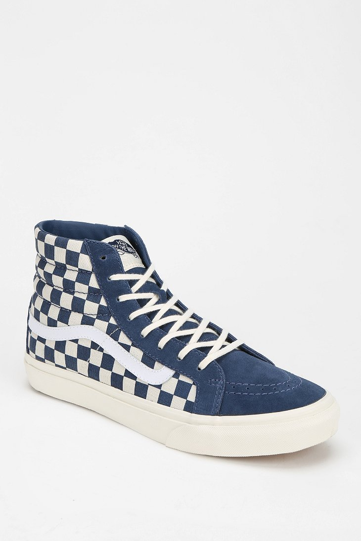 checkered high top vans