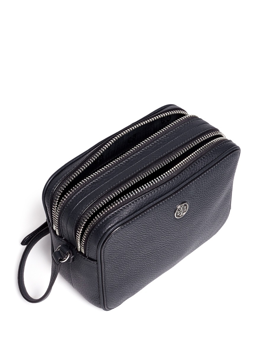 Tory Burch Brown Leather Robinson Double Zip Dome Satchel Tory Burch